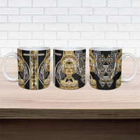 Aotearoa Waikato Tainui Ceramic Mug Maori Light Gold Tribal Paua Shell Pattern
