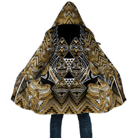 Aotearoa Waikato Tainui Cloak Maori Light Gold Tribal Paua Shell Pattern
