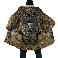 Aotearoa Waikato Tainui Cloak Maori Light Gold Tribal Paua Shell Pattern
