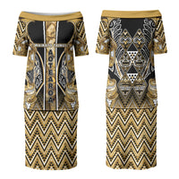 Aotearoa Waikato Tainui Couples Matching Puletasi and Hawaiian Shirt Maori Light Gold Tribal Paua Shell Pattern