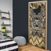 Aotearoa Waikato Tainui Door Cover Maori Light Gold Tribal Paua Shell Pattern