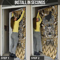 Aotearoa Waikato Tainui Door Cover Maori Light Gold Tribal Paua Shell Pattern
