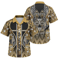 Aotearoa Waikato Tainui Family Matching Off Shoulder Maxi Dress and Hawaiian Shirt Maori Light Gold Tribal Paua Shell Pattern