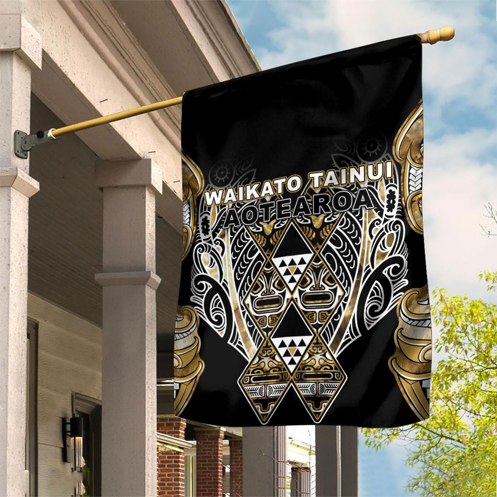 Aotearoa Waikato Tainui Garden Flag Maori Light Gold Tribal Paua Shell Pattern DT05 House Flag Yellow - Polynesian Pride