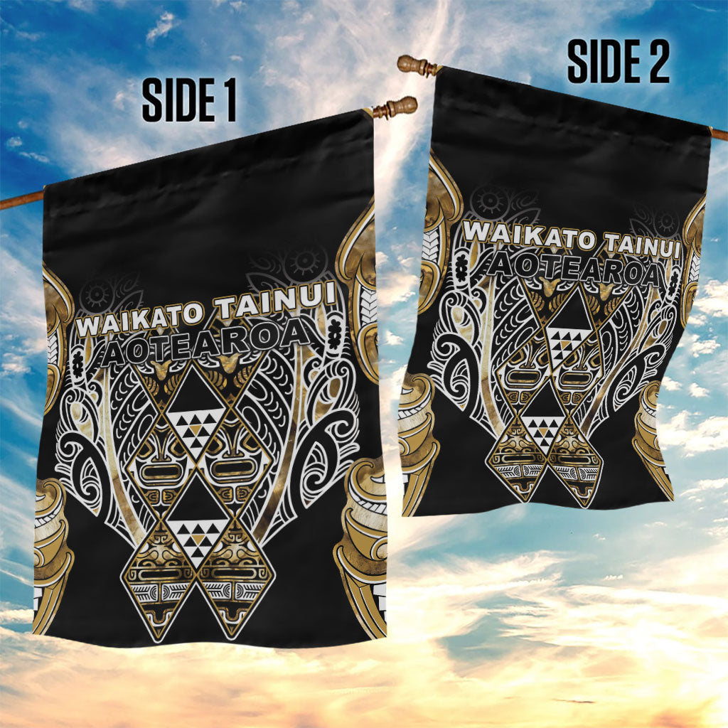 Aotearoa Waikato Tainui Garden Flag Maori Light Gold Tribal Paua Shell Pattern
