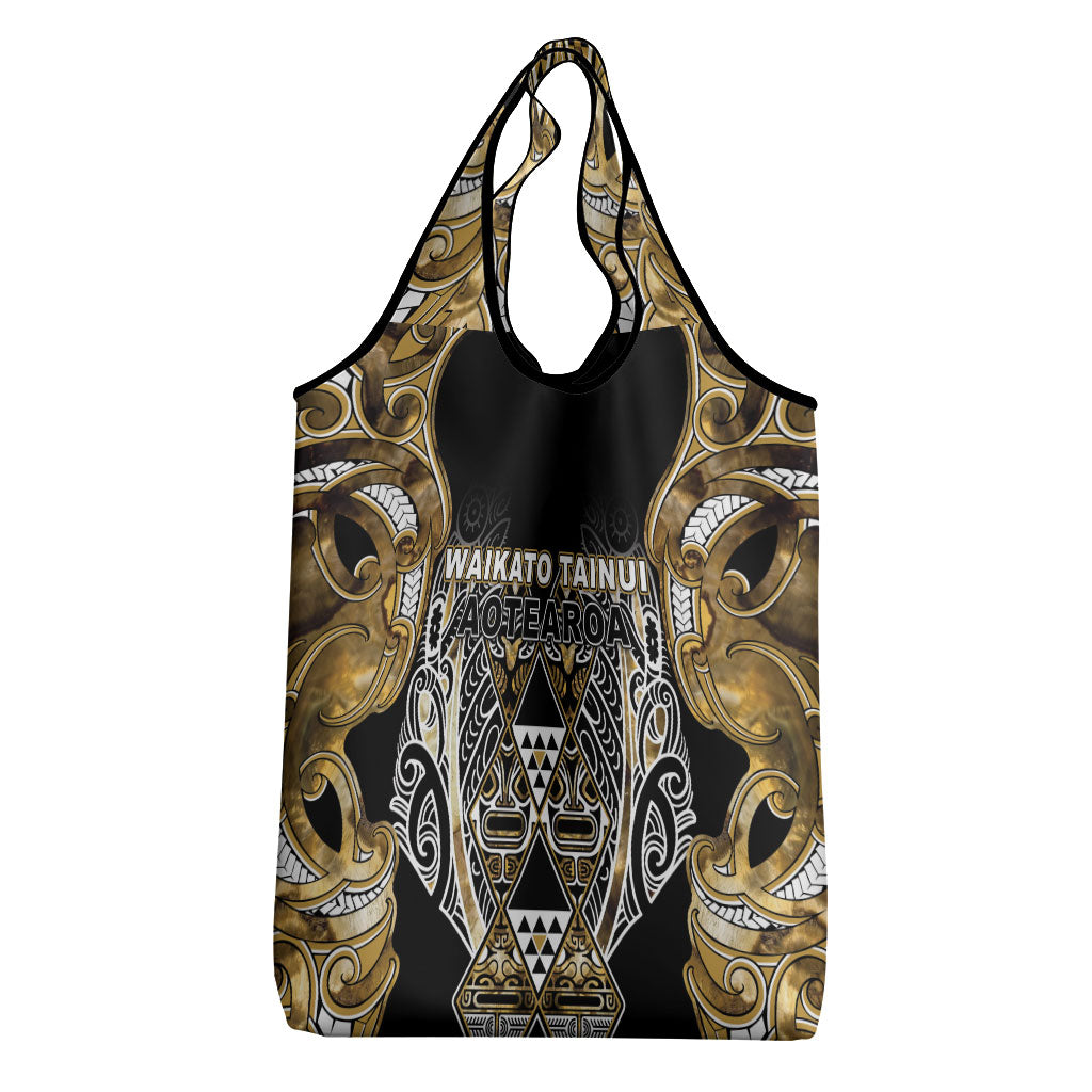 Aotearoa Waikato Tainui Grocery Bag Maori Light Gold Tribal Paua Shell Pattern