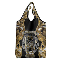 Aotearoa Waikato Tainui Grocery Bag Maori Light Gold Tribal Paua Shell Pattern