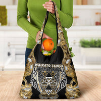 Aotearoa Waikato Tainui Grocery Bag Maori Light Gold Tribal Paua Shell Pattern