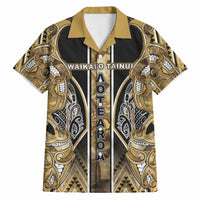 Aotearoa Waikato Tainui Hawaiian Shirt Maori Light Gold Tribal Paua Shell Pattern