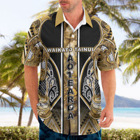 Aotearoa Waikato Tainui Hawaiian Shirt Maori Light Gold Tribal Paua Shell Pattern