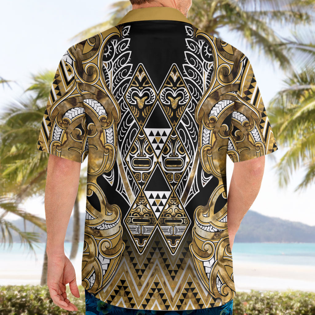 Aotearoa Waikato Tainui Hawaiian Shirt Maori Light Gold Tribal Paua Shell Pattern