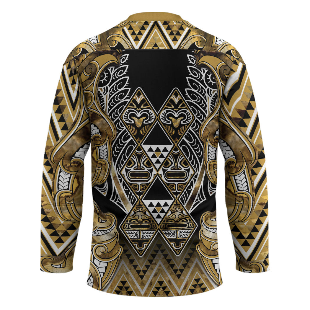 Aotearoa Waikato Tainui Hockey Jersey Maori Light Gold Tribal Paua Shell Pattern