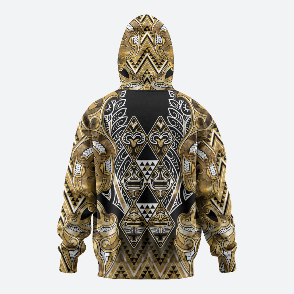 Aotearoa Waikato Tainui Hoodie Maori Light Gold Tribal Paua Shell Pattern