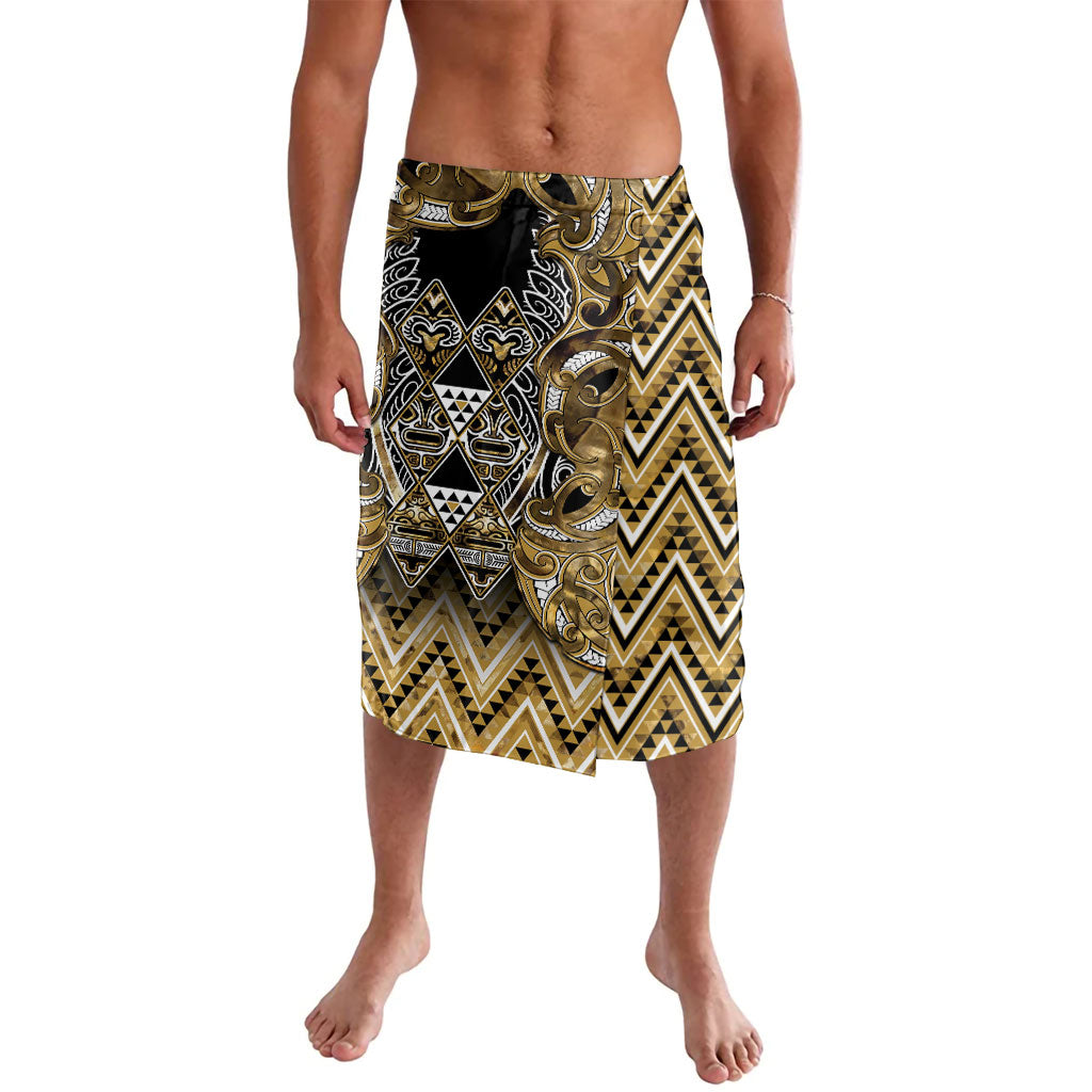 Aotearoa Waikato Tainui Lavalava Maori Light Gold Tribal Paua Shell Pattern DT05 Yellow - Polynesian Pride