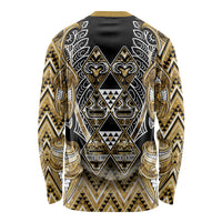 Aotearoa Waikato Tainui Long Sleeve Shirt Maori Light Gold Tribal Paua Shell Pattern