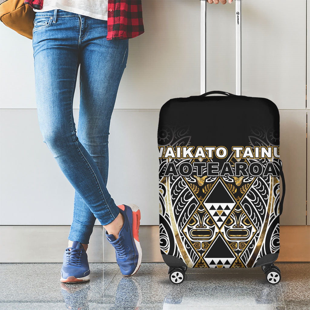 Aotearoa Waikato Tainui Luggage Cover Maori Light Gold Tribal Paua Shell Pattern