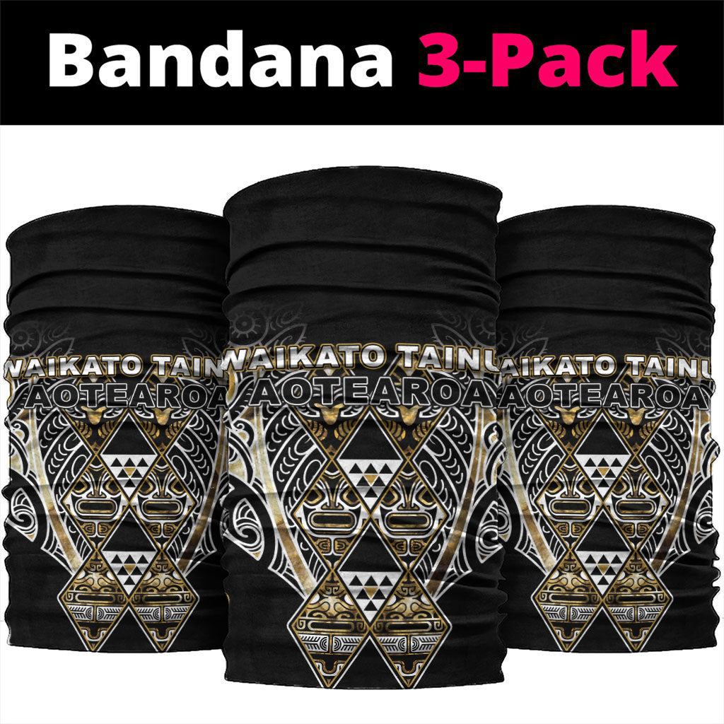 Aotearoa Waikato Tainui Neck Gaiter Maori Light Gold Tribal Paua Shell Pattern