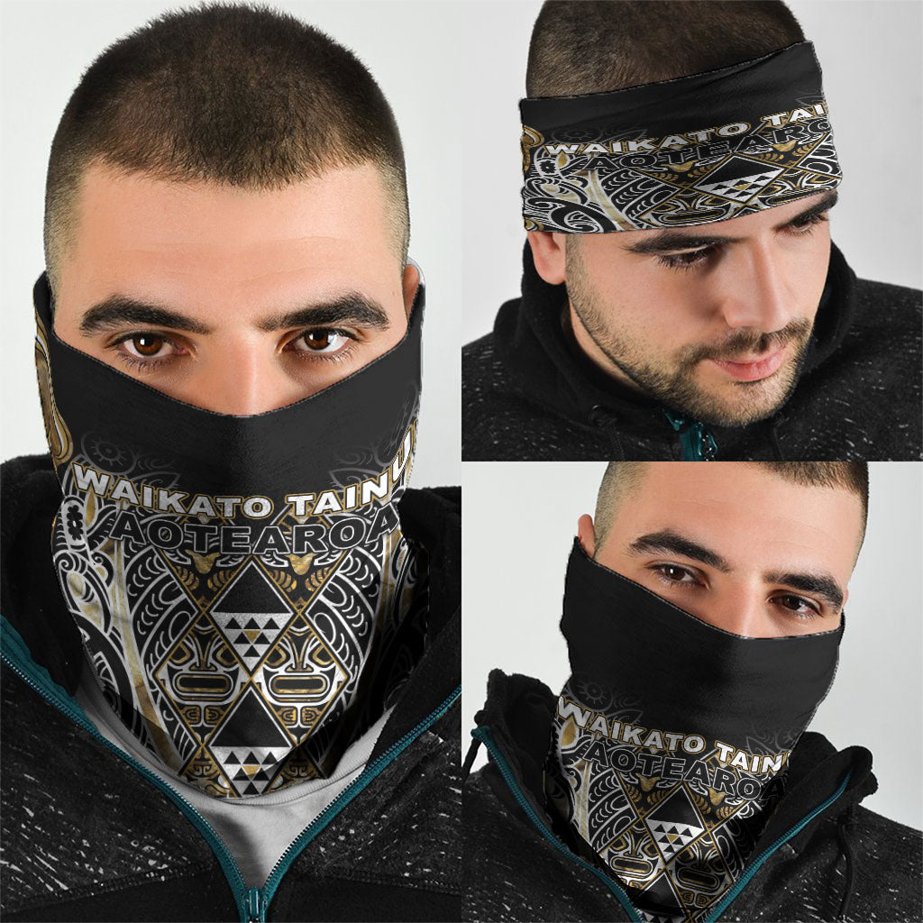Aotearoa Waikato Tainui Neck Gaiter Maori Light Gold Tribal Paua Shell Pattern