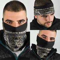 Aotearoa Waikato Tainui Neck Gaiter Maori Light Gold Tribal Paua Shell Pattern