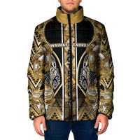 Aotearoa Waikato Tainui Padded Jacket Maori Light Gold Tribal Paua Shell Pattern