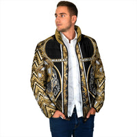 Aotearoa Waikato Tainui Padded Jacket Maori Light Gold Tribal Paua Shell Pattern