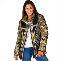Aotearoa Waikato Tainui Padded Jacket Maori Light Gold Tribal Paua Shell Pattern
