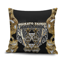 Aotearoa Waikato Tainui Pillow Cover Maori Light Gold Tribal Paua Shell Pattern