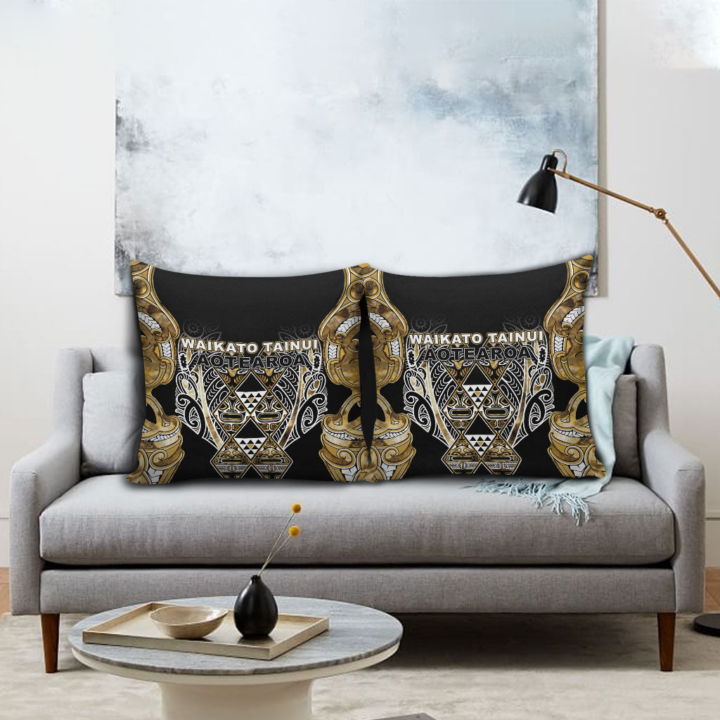 Aotearoa Waikato Tainui Pillow Cover Maori Light Gold Tribal Paua Shell Pattern