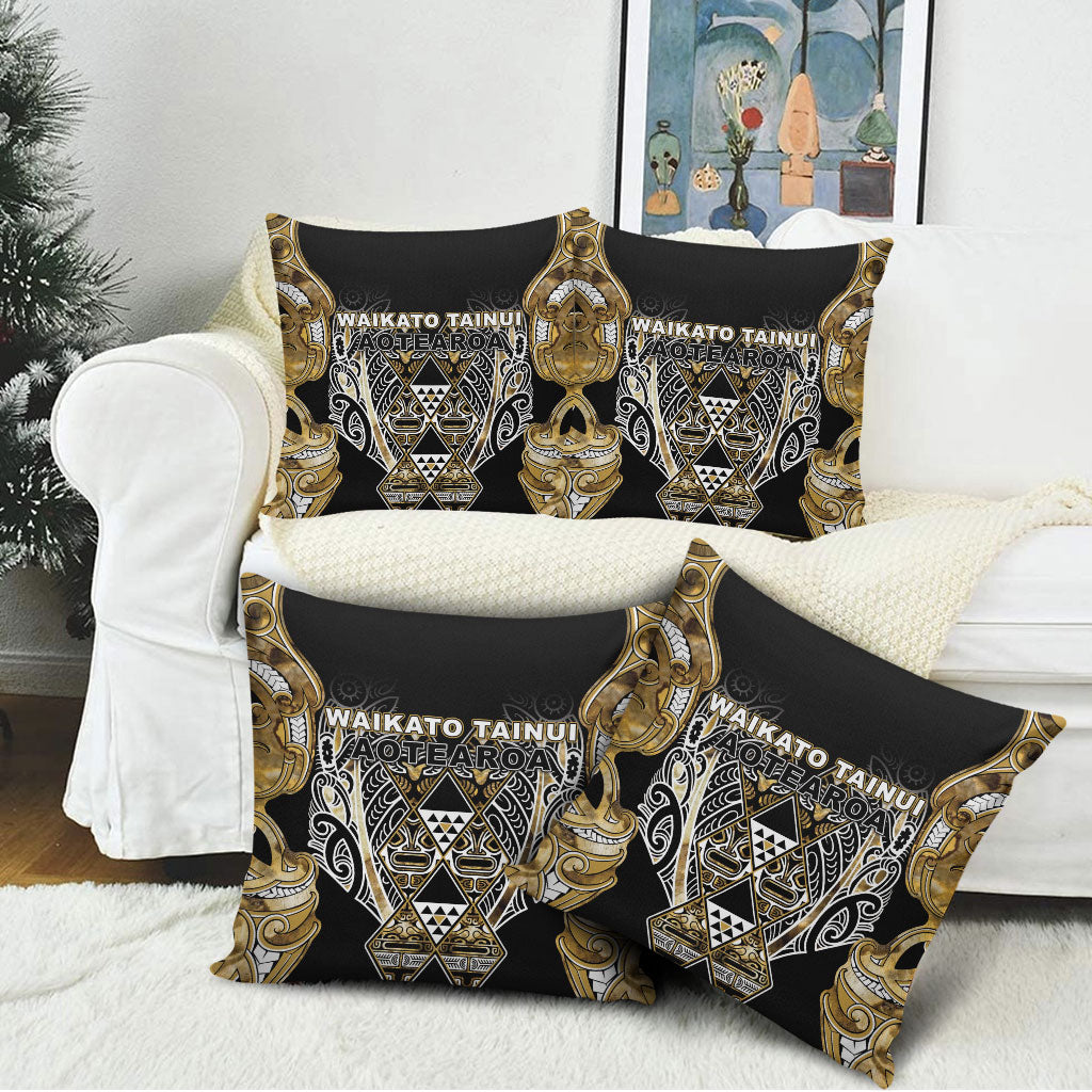 Aotearoa Waikato Tainui Pillow Cover Maori Light Gold Tribal Paua Shell Pattern