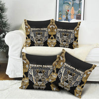 Aotearoa Waikato Tainui Pillow Cover Maori Light Gold Tribal Paua Shell Pattern