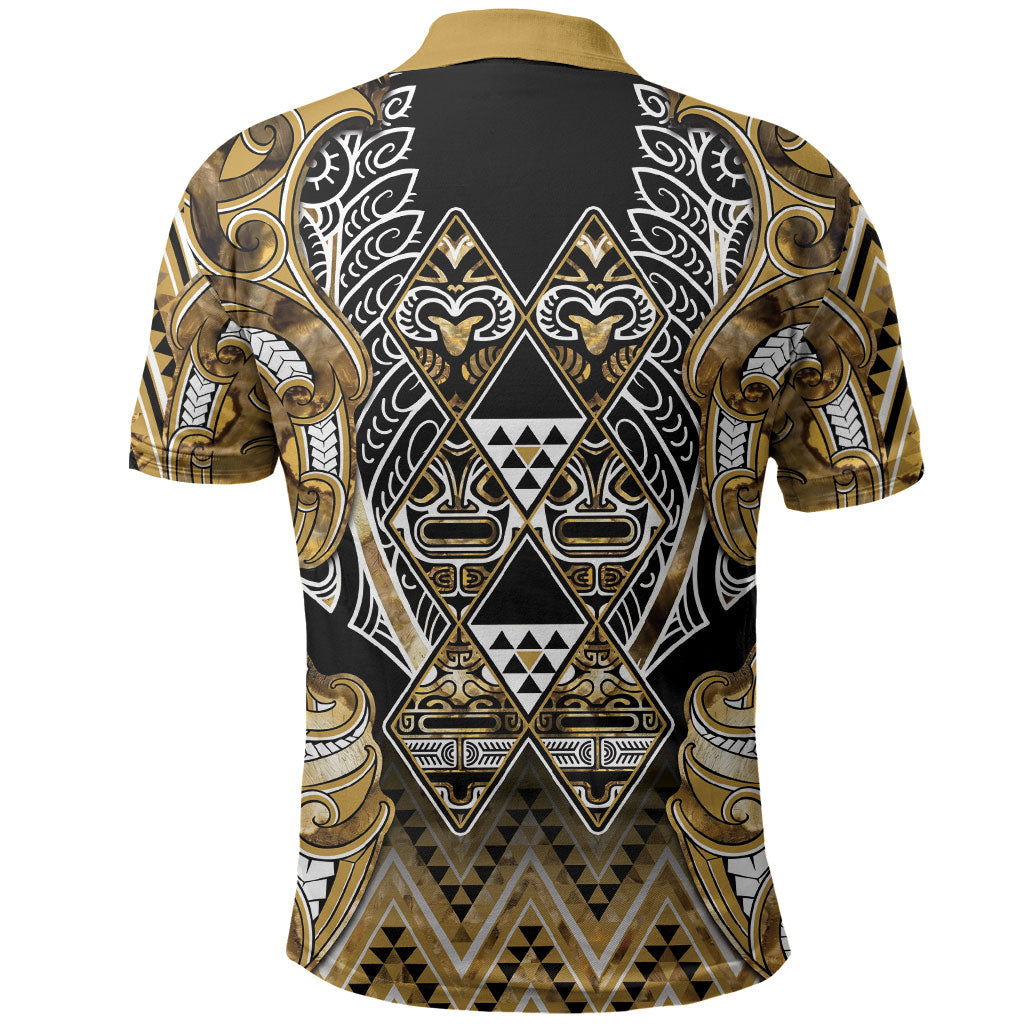 Aotearoa Waikato Tainui Polo Shirt Maori Light Gold Tribal Paua Shell Pattern