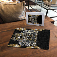 Aotearoa Waikato Tainui Puzzle Maori Light Gold Tribal Paua Shell Pattern