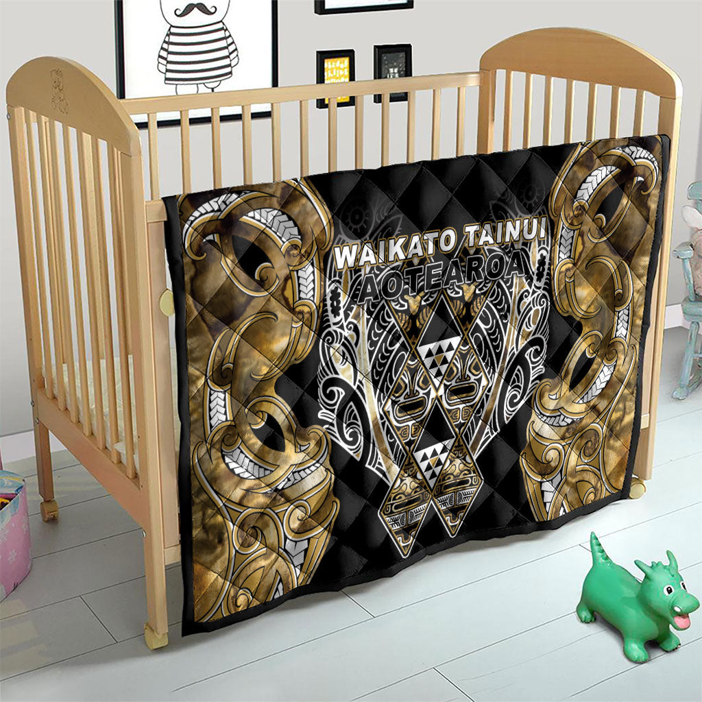 Aotearoa Waikato Tainui Quilt Maori Light Gold Tribal Paua Shell Pattern