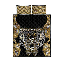 Aotearoa Waikato Tainui Quilt Bed Set Maori Light Gold Tribal Paua Shell Pattern