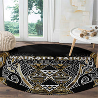 Aotearoa Waikato Tainui Round Carpet Maori Light Gold Tribal Paua Shell Pattern
