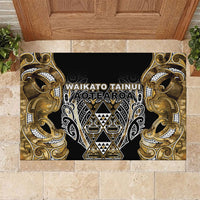 Aotearoa Waikato Tainui Rubber Doormat Maori Light Gold Tribal Paua Shell Pattern