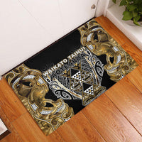 Aotearoa Waikato Tainui Rubber Doormat Maori Light Gold Tribal Paua Shell Pattern