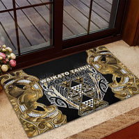 Aotearoa Waikato Tainui Rubber Doormat Maori Light Gold Tribal Paua Shell Pattern