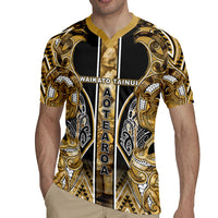 Aotearoa Waikato Tainui Rugby Jersey Maori Light Gold Tribal Paua Shell Pattern