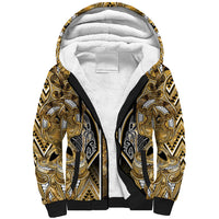 Aotearoa Waikato Tainui Sherpa Hoodie Maori Light Gold Tribal Paua Shell Pattern