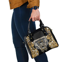 Aotearoa Waikato Tainui Shoulder Handbag Maori Light Gold Tribal Paua Shell Pattern