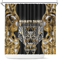 Aotearoa Waikato Tainui Shower Curtain Maori Light Gold Tribal Paua Shell Pattern