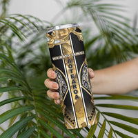 Aotearoa Waikato Tainui Skinny Tumbler Maori Light Gold Tribal Paua Shell Pattern