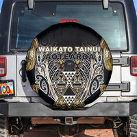 Aotearoa Waikato Tainui Spare Tire Cover Maori Light Gold Tribal Paua Shell Pattern