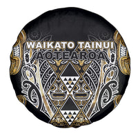 Aotearoa Waikato Tainui Spare Tire Cover Maori Light Gold Tribal Paua Shell Pattern