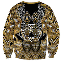 Aotearoa Waikato Tainui Sweatshirt Maori Light Gold Tribal Paua Shell Pattern