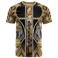 Aotearoa Waikato Tainui T Shirt Maori Light Gold Tribal Paua Shell Pattern