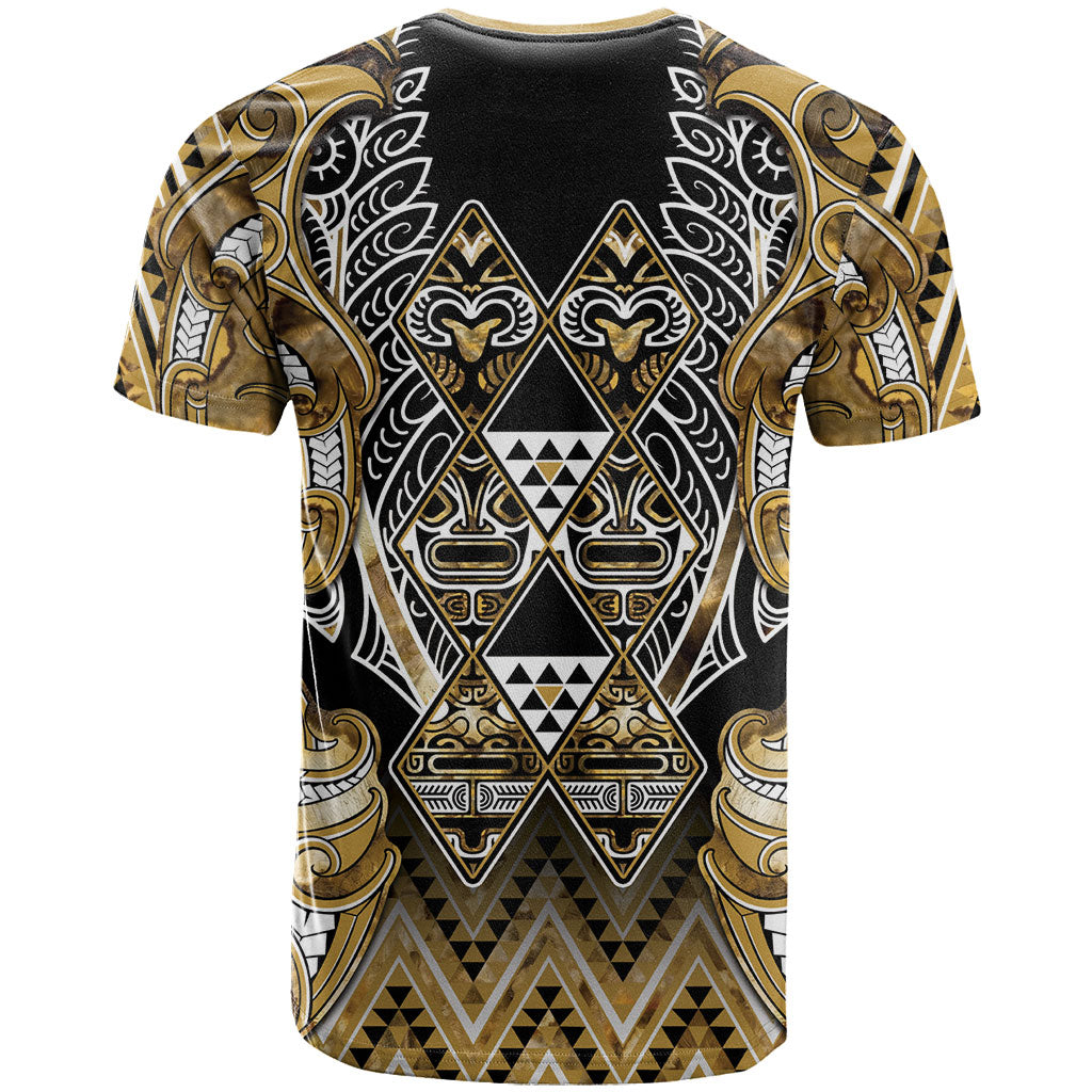 Aotearoa Waikato Tainui T Shirt Maori Light Gold Tribal Paua Shell Pattern