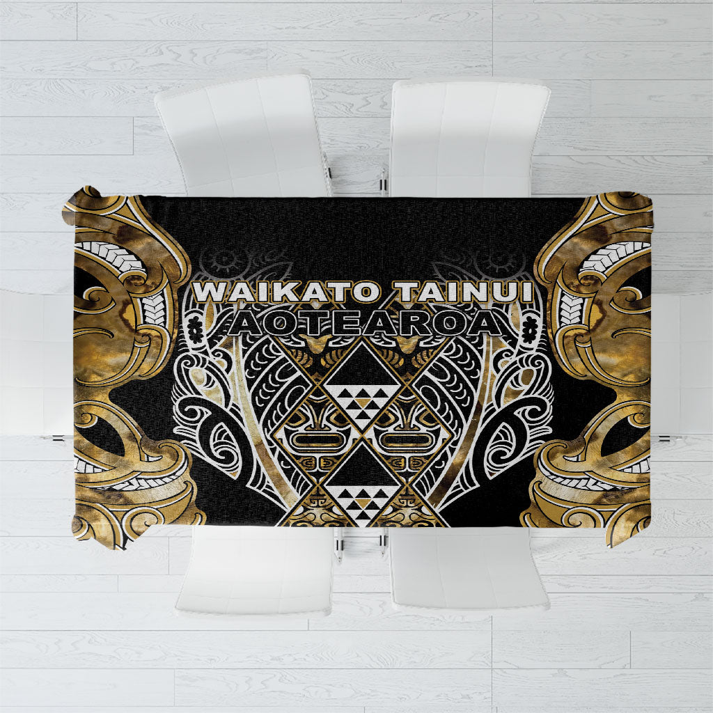 Aotearoa Waikato Tainui Tablecloth Maori Light Gold Tribal Paua Shell Pattern DT05 Yellow - Polynesian Pride
