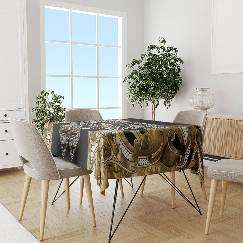 Aotearoa Waikato Tainui Tablecloth Maori Light Gold Tribal Paua Shell Pattern